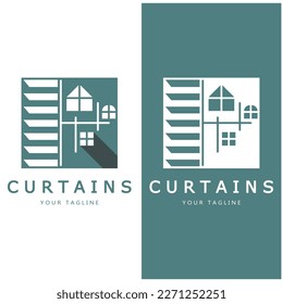 curtain logo illustration template,for Theater, home,hotel and apartment,furniture,badge,curtain business,vector