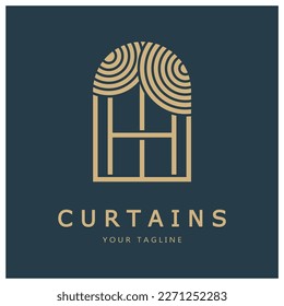 curtain logo illustration template,for Theater, home,hotel and apartment,furniture,badge,curtain business,vector