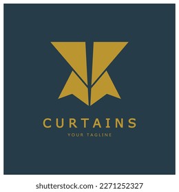 curtain logo illustration template,for Theater, home,hotel and apartment,furniture,badge,curtain business,vector