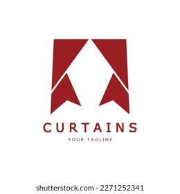 curtain logo illustration template,for Theater, home,hotel and apartment,furniture,badge,curtain business,vector