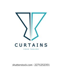 curtain logo illustration template,for Theater, home,hotel and apartment,furniture,badge,curtain business,vector