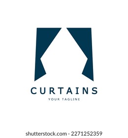 curtain logo illustration template,for Theater, home,hotel and apartment,furniture,badge,curtain business,vector