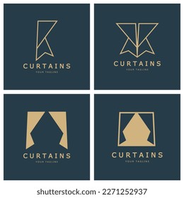 curtain logo illustration template,for Theater, home,hotel and apartment,furniture,badge,curtain business,vector