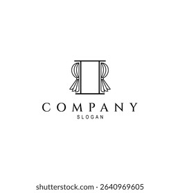 curtain logo in line art vector design style