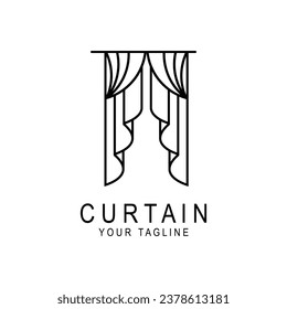 curtain logo vector icon illustration design. logo for Theatre, home,hotel and apartment.
