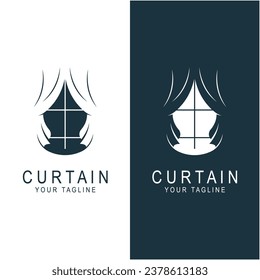 diseño de ilustración de icono del vector del logotipo de cortina. logotipo para teatro, casa, hotel y apartamento.