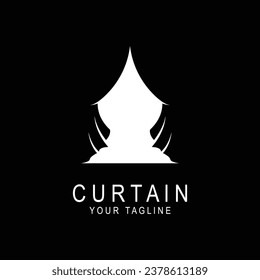diseño de ilustración de icono del vector del logotipo de cortina. logotipo para teatro, casa, hotel y apartamento.