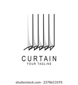 diseño de ilustración de icono del vector del logotipo de cortina. logotipo para teatro, casa, hotel y apartamento.