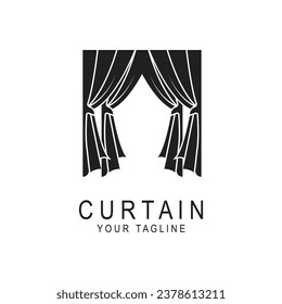 curtain logo vector icon illustration design. logo for Theatre, home,hotel and apartment.