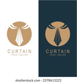 diseño de ilustración de icono del vector del logotipo de cortina. logotipo para teatro, casa, hotel y apartamento.