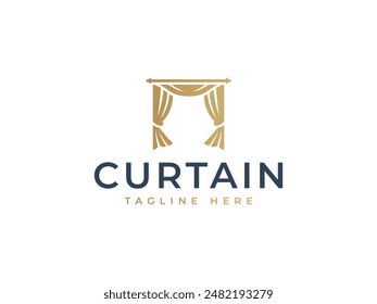 curtain logo vector illustration. luxury curtain logo template