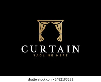 curtain logo vector illustration. luxury curtain logo template