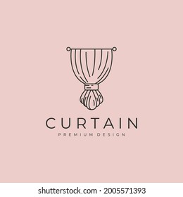 curtain logo vector line art symbol illustration design