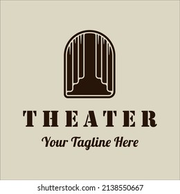 curtain logo vector line art minimalist simple illustration template icon graphic design. curtains sign or symbol for decoration property company with badge