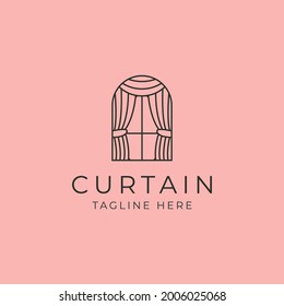 curtain logo vector and window symbol illustration design
