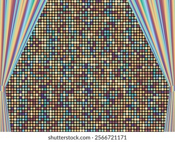 Curtain and mirror tile background