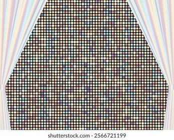 Curtain and mirror tile background