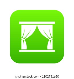 Curtain on stage icon digital green for any design isolated on white vector illustration