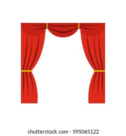Curtain on stage icon isolated on white background vector illustration