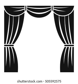 Curtain On Stage Icon. Simple Illustration Of Curtain On Stage Vector Icon For Web