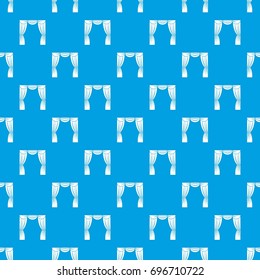 Curtain on stage pattern repeat seamless in blue color for any design. Vector geometric illustration