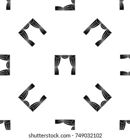 Curtain on stage pattern repeat seamless in black color for any design. Vector geometric illustration