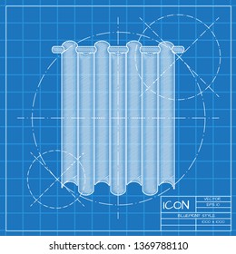 Curtain on window or bathroom illustration. Household vector icon.