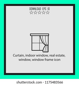 Curtain, real estate line icon