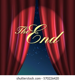 Curtain red. The end message.  Vector illustration.