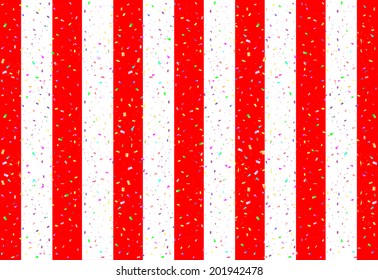 curtain with red and white vertical stripes