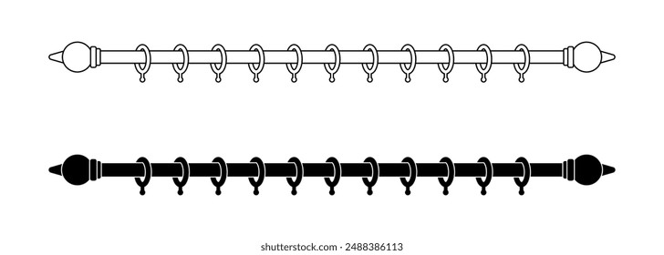 curtain ring icon set isolated on white background