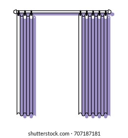 curtain semi open purple watercolor silhouette on white background vector illustration