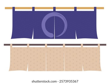 Curtain set with Japanese pattern