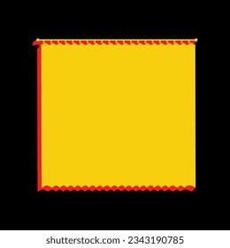 Curtain sign. 3D Extruded Yellow Icon with Red Sides a Black background. Illustration.