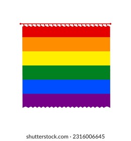 Curtain sign. Rainbow gay LGBT rights colored Icon at white Background. Illustration.
