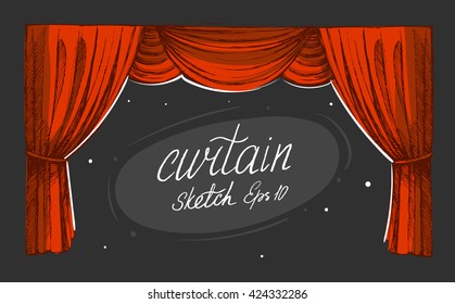 Curtain Sketch. Vector. Isolated