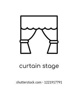 curtain stage icon. Trendy modern flat linear vector curtain stage icon on white background from thin line Entertainment collection, outline vector illustration