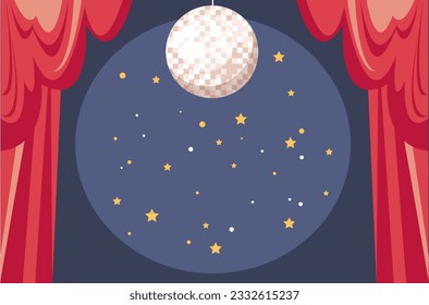Curtain stage theater ceremony performance concept. Vector graphic design illustration

