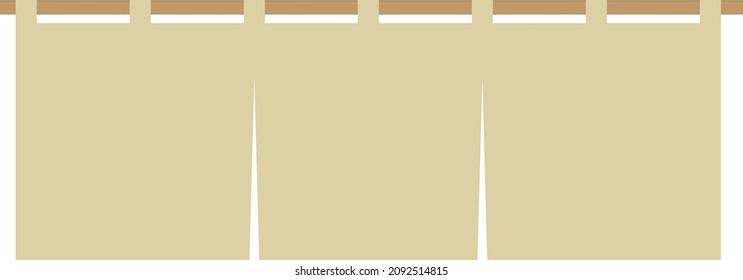 It is a curtain at the storefront. This is a beige and horizontally long type.