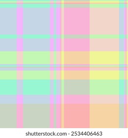 Curtain tartan plaid fabric, tidy seamless pattern textile. Fit background check vector texture in light and mint colors palette.