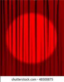 Curtain from the theatre with a spotlight