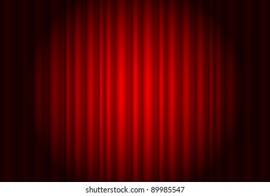 Curtain from the theatre with a spotlight. Illustration of the designer