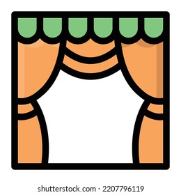 ilustración del vector de cortina en un fondo transparente. Símbolos de calidad premium. Icono vectorial de trazo para el concepto y diseño gráfico.