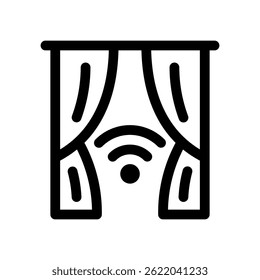 Curtain Vector for Window Treatment and Interior Decor. Drapery illustration. Light control and privacy concept for stylish homes. Line Icon