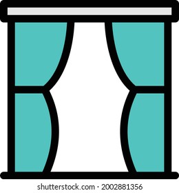 curtain with white background.curtain is a symbol of arcitecture.colour line icon.