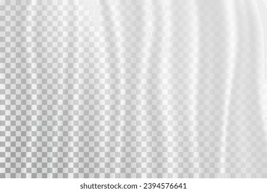 Curtain white color for window. Sheer curtains on wall. Smooth 3d veil. Chiffon close top view. Hanging silk flatlay pattern for overlay effect. Closed soft  silky patern mock up. Vector illustration