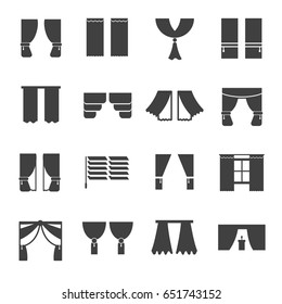 curtain window home interior icon vector set