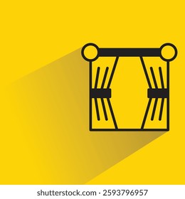 curtain window icon with drop shadow on yellow background