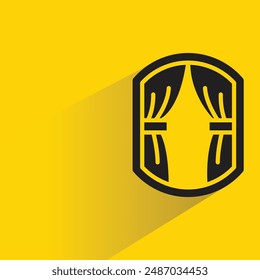 curtain window icon with shadow on yellow background
