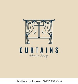 curtain window logo line art minimalist vector illustration design template